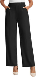 Womens Dress Pants Wide Leg Stretchy Work Pants Women High Waisted Business Casual Trousers Slacks with Pockets