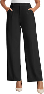 Womens Dress Pants Wide Leg Stretchy Work Pants Women High Waisted Business Casual Trousers Slacks with Pockets