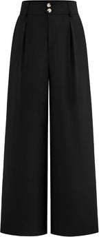 Women Wide Leg Dress Pants 2026 High Waisted Button Pleated Business Casual Trousers Office Work Palazzo Pants
