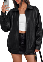 Womens Leather Jacket, Oversized Going Out & Everyday Statement Piece, Bomber Jacktes Moto Coat