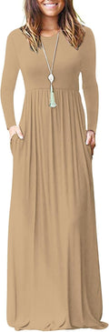 Women's Long Sleeve Maxi Dress with Pockets