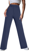 Womens Wide Leg Dress Pants High Waist Stretch Slacks Work Pants with Pockets Business Casual Office Trousers