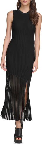 Women's Sleeveless Ribbed Knit Maxi Casual Night Out Dress