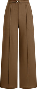 Wide Leg Pants Women Straight Elastic High Waisted Work Slacks Business Casual Pleated Dress Pants Trousers