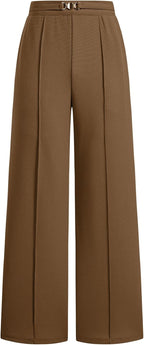 Wide Leg Pants Women Straight Elastic High Waisted Work Slacks Business Casual Pleated Dress Pants Trousers