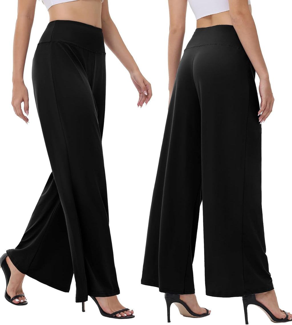 Wide Leg Palazzo Pants for Women - High Waist Casual Beach Lounge Pants Loose Flowy Pants Stretchy Trousers