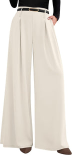 Womens Wide Leg Trousers 2026 Elastic High Waisted Dress Pants Pleated Slacks Flowy Business Work Palazzo Pants