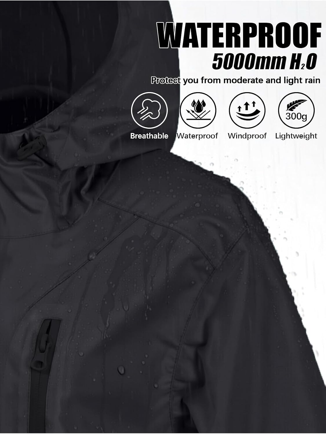 Lightweight Rain Jacket Women Packable Wind Breaker Light Rain Jacket Women Waterproof Travel Raincoat S-XXL