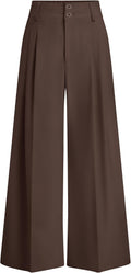 Womens Spring Wide Leg Palazzo Pants 2026 Trendy Loose Button High Waist Pleated Work Business Casual Trousers