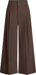 Womens Spring Wide Leg Palazzo Pants 2026 Trendy Loose Button High Waist Pleated Work Business Casual Trousers
