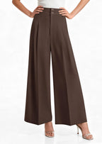 Womens Spring Wide Leg Palazzo Pants 2026 Trendy Loose Button High Waist Pleated Work Business Casual Trousers