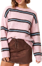 Women Oversized Striped Sweater Colorblock Knit Sweater