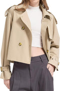 Cropped Trench Jackets Women's Lightweight Spring Jacket Double Breasted Short Trench Coat Trendy Outfit