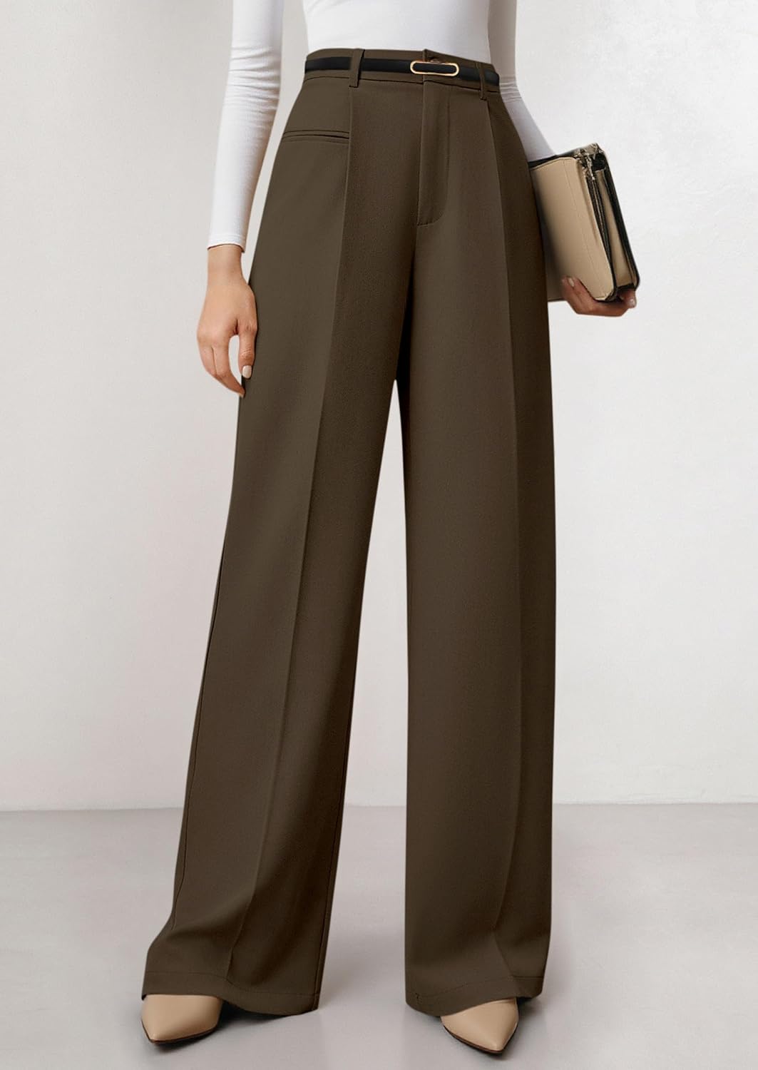 Womens Wide Leg Dress Pants 2026 Business Casual Flowy Work Palazzo Pants High Waisted Slacks Trousers
