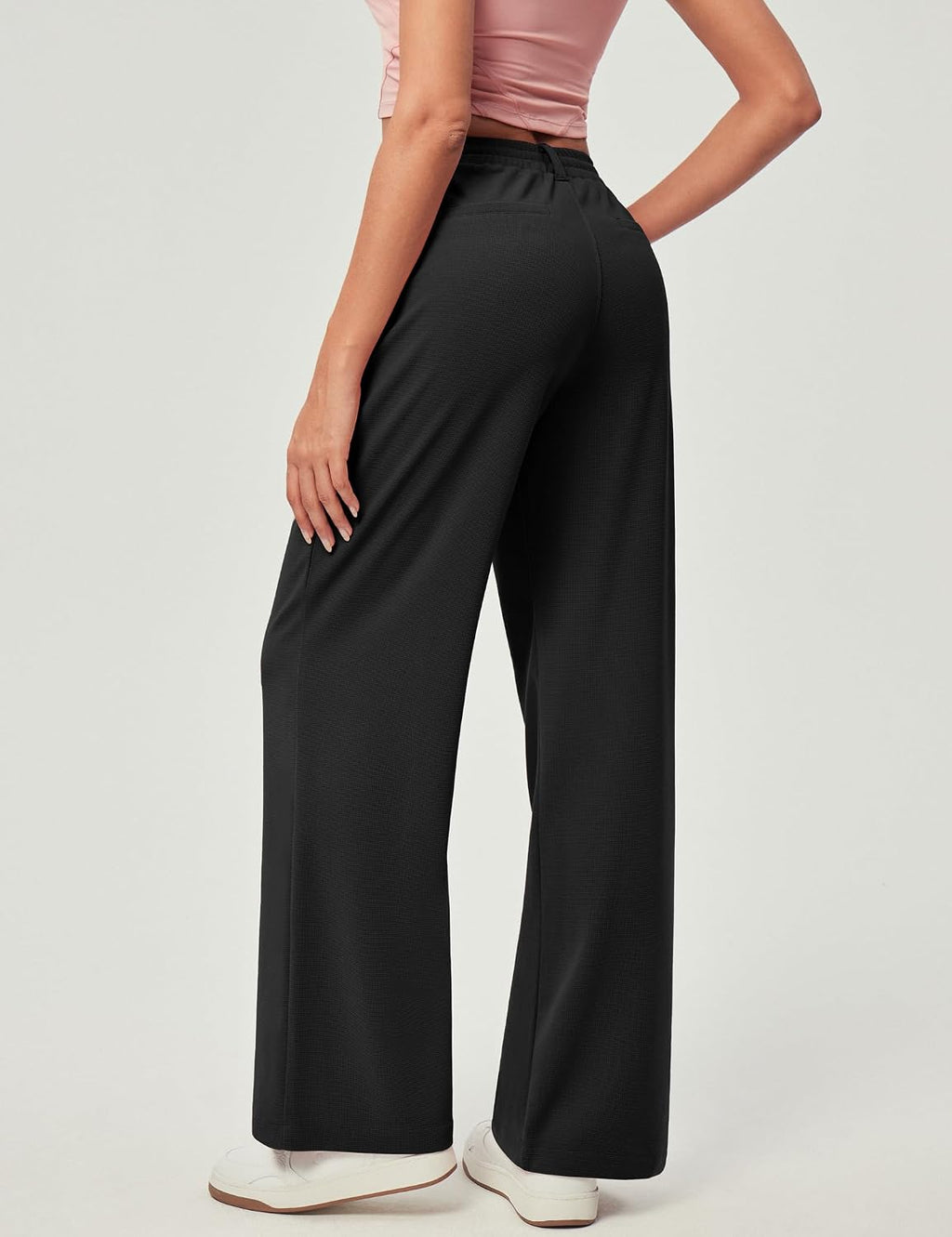 Wide Leg Pants Woman Pull on Stretchy Work Dress Pants High Waisted Business Casual Trousers Slacks