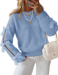 Women's Oversized Bow Sweaters Fall  Cute Crewneck Long Sleeve Knit Pullover Sweater Jumper Tops