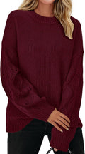 Womens Sweaters Fall  Long Sleeve Crew Neck Cable Knit Oversized Sweater Top Casual Pullover Trendy Outfits
