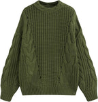Women's Oversized Cable Knit Sweater Drop Shoulder Fall Knitwear