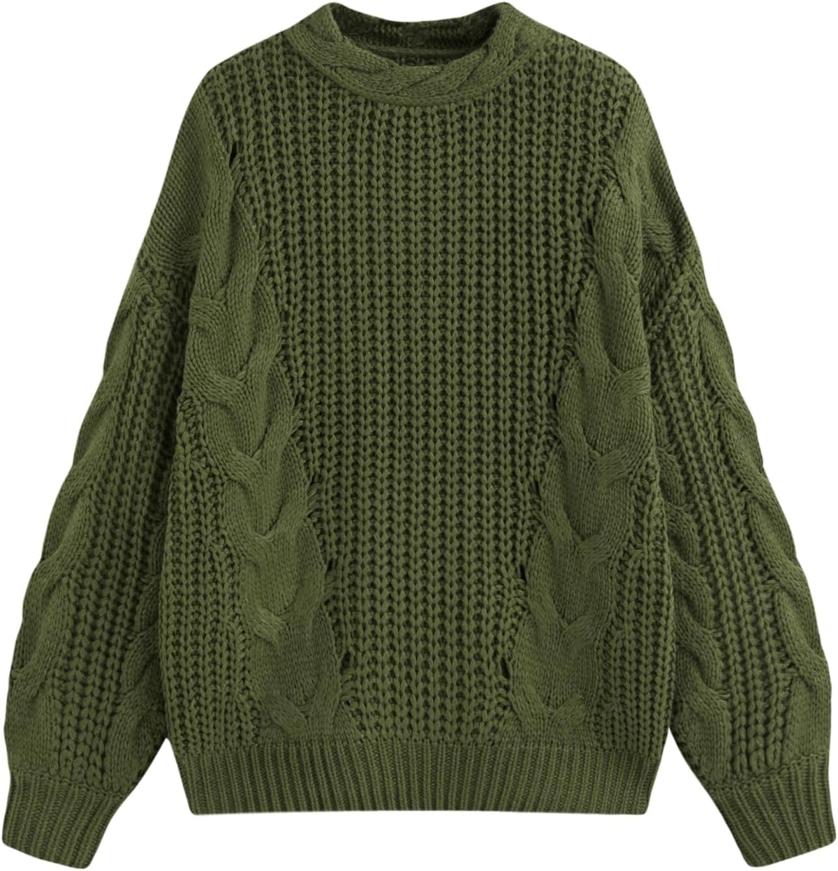 Women's Oversized Cable Knit Sweater Drop Shoulder Fall Knitwear