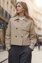 Cropped Trench Jackets Women's Lightweight Spring Jacket Double Breasted Short Trench Coat Trendy Outfit