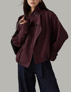 Jackets for Women Trendy Vintage Trench Coat Turtleneck Crop Jackets with Pockets