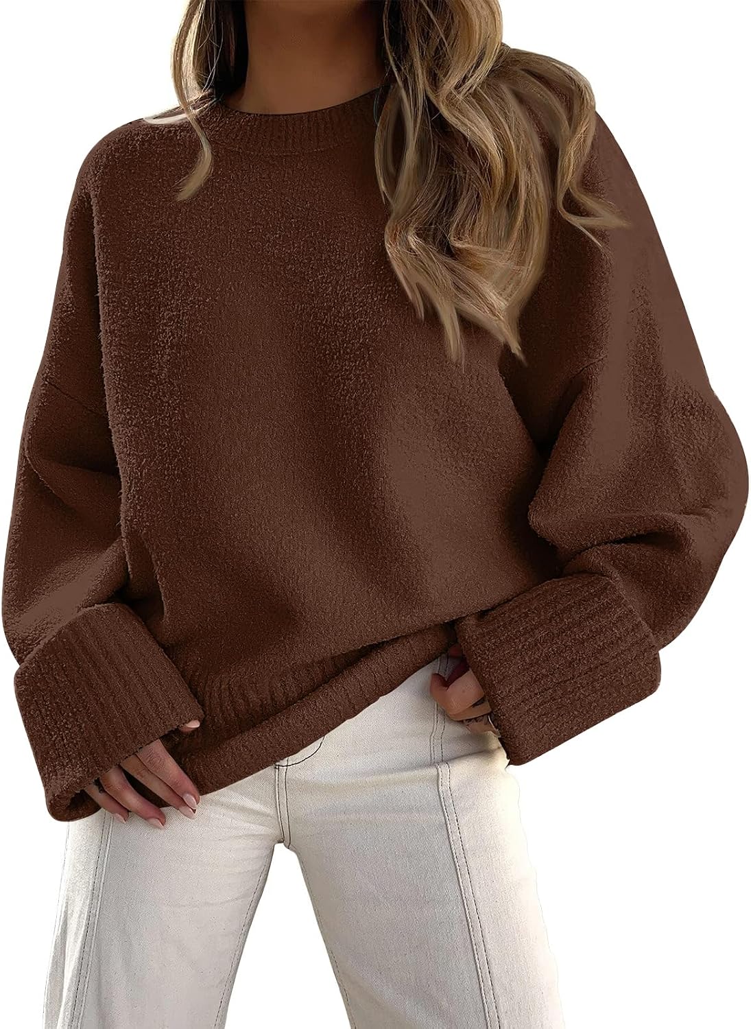 Women's Oversized Sweaters Fuzzy Chunky Warm Pullover Sweater