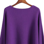 Womens Lightweight Oversized Boat Neck Sweaters Tops Dolman Batwing Sleeve Ribbed Knitted Pullovers