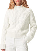 Womens Mock Neck Sweater Oversized Chunky Knit Pullover