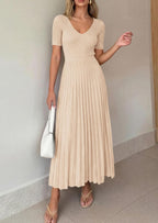 Women's Summer Midi Pleated Sweater Dress