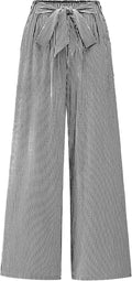Pants for Women 2026 Spring Clothes Striped High Waist Tie Knot Dressy Casual Wide Leg Palazzo Work Trousers Pants