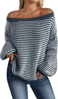 Women's Striped Off the Shoulder Sweaters Cute Oversized Fall Tops