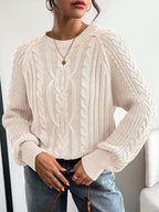 Women's Oversized Cable Knit Crewneck Fall Pullover Sweaters
