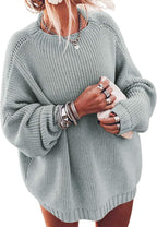 Women's Oversized Sweaters Batwing Sleeve Mock Neck Jumper Tops Chunky Knit Pullover Sweater