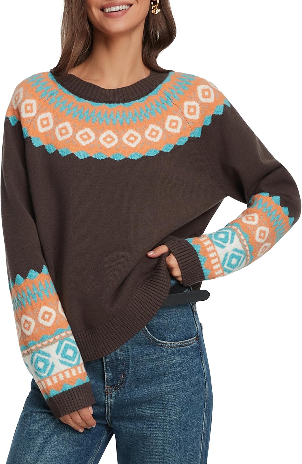 Long Sleeve  Pullover Sweater Crew Neck Oversized Knit Top