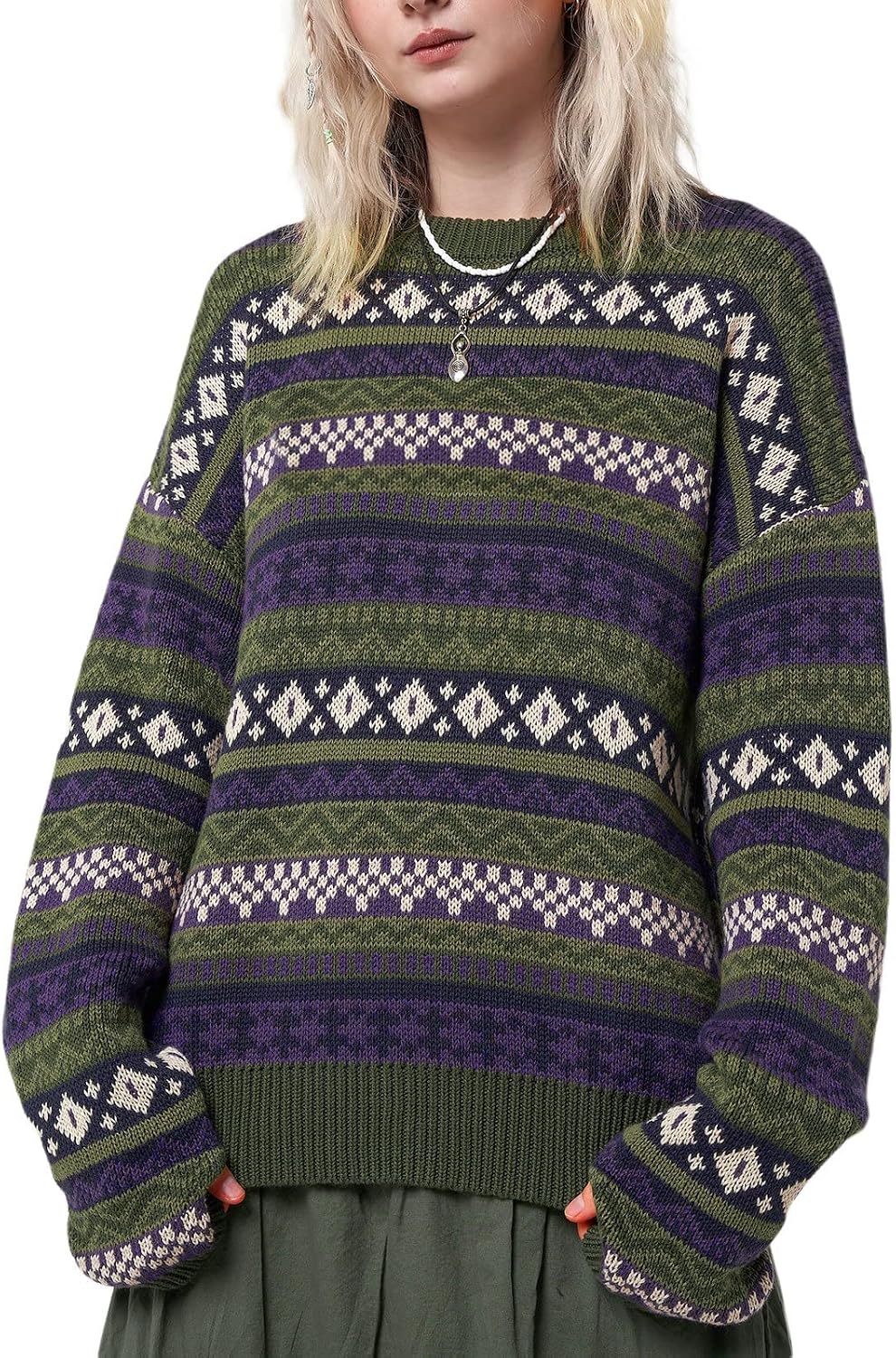 Fall Sweaters for Women  Vintage Oversized Sweater Knit Pullover Tops Hippie Clothes Preppy Aesthetic 90s  Jumper