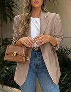 Womens Casual Blazer Jacket Business Long Sleeve Suit Outfit with Pockets