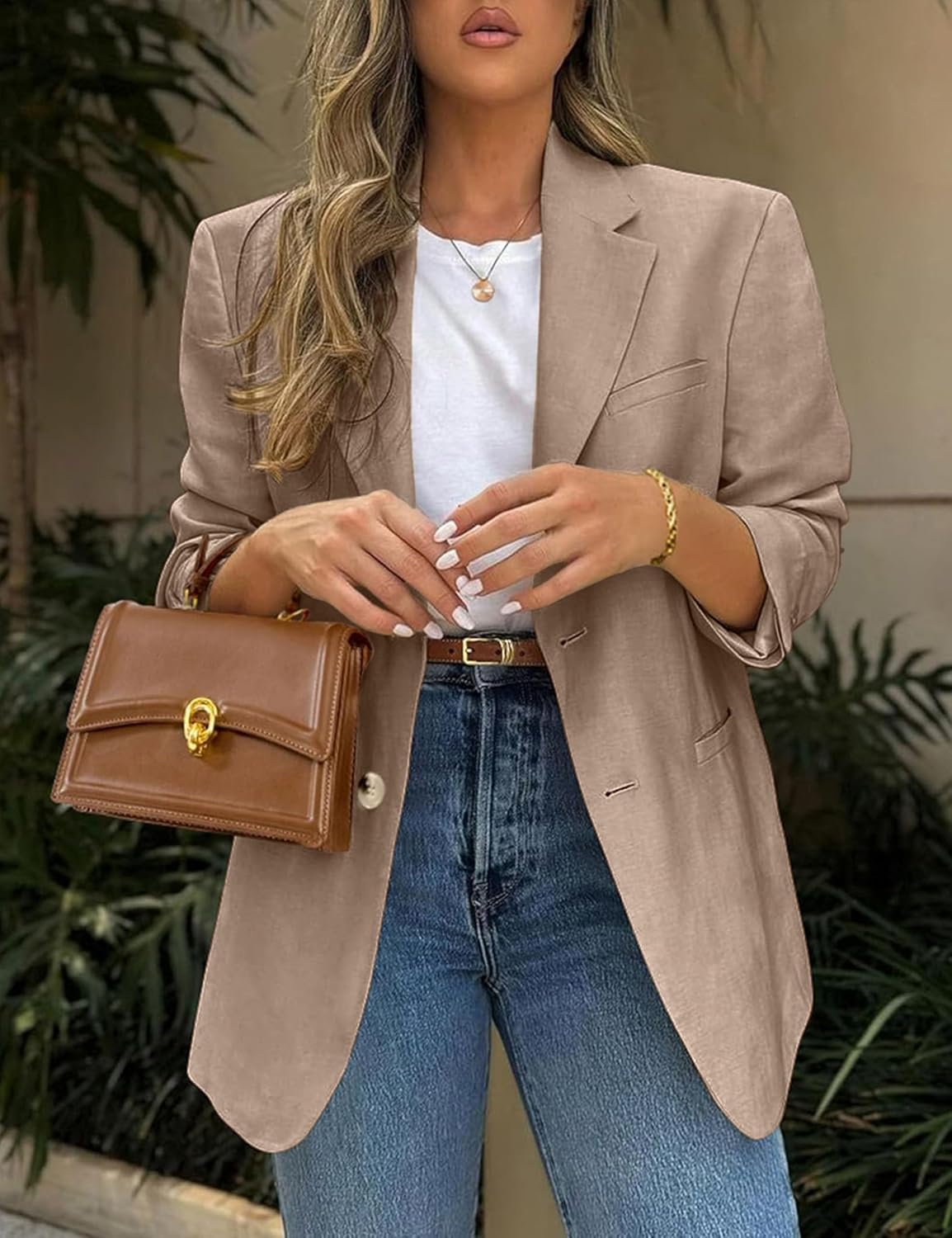 Womens Casual Blazer Jacket Business Long Sleeve Suit Outfit with Pockets