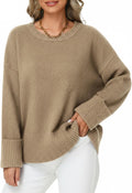 Women Oversized Sweater Casual Fuzzy Chunky Knit Pullover Long Sleeve Crew Neck Loose Sweater Warm Fall Winter Top