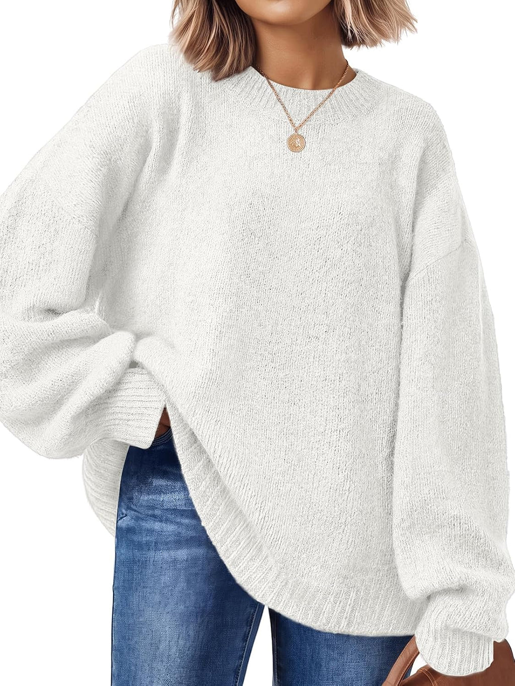 Oversized Sweaters for Women Trendy  Fall Fashion Outfits Fuzzy Crewneck Pullover Tops Cute Knit Sweaters