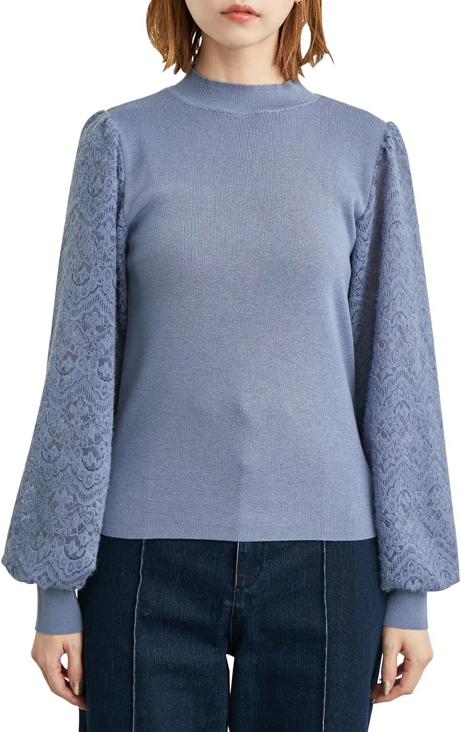 Women's Sweater, Lace Knit Pullover with Sleeves