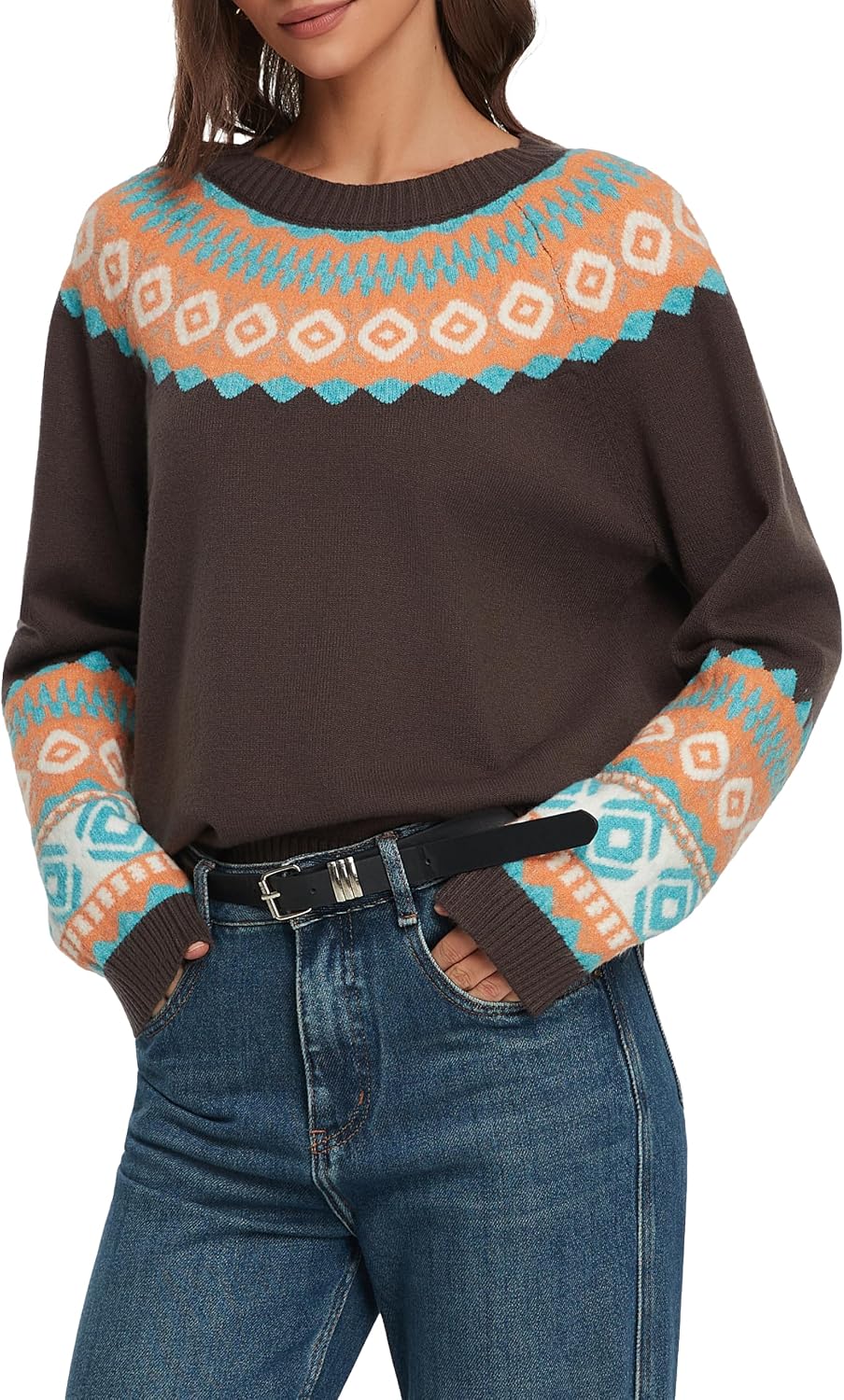 Long Sleeve  Pullover Sweater Crew Neck Oversized Knit Top