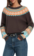 Long Sleeve  Pullover Sweater Crew Neck Oversized Knit Top
