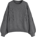 Womens Oversized Sweaters Cute Heart Print Lantern Sleeve Sweater