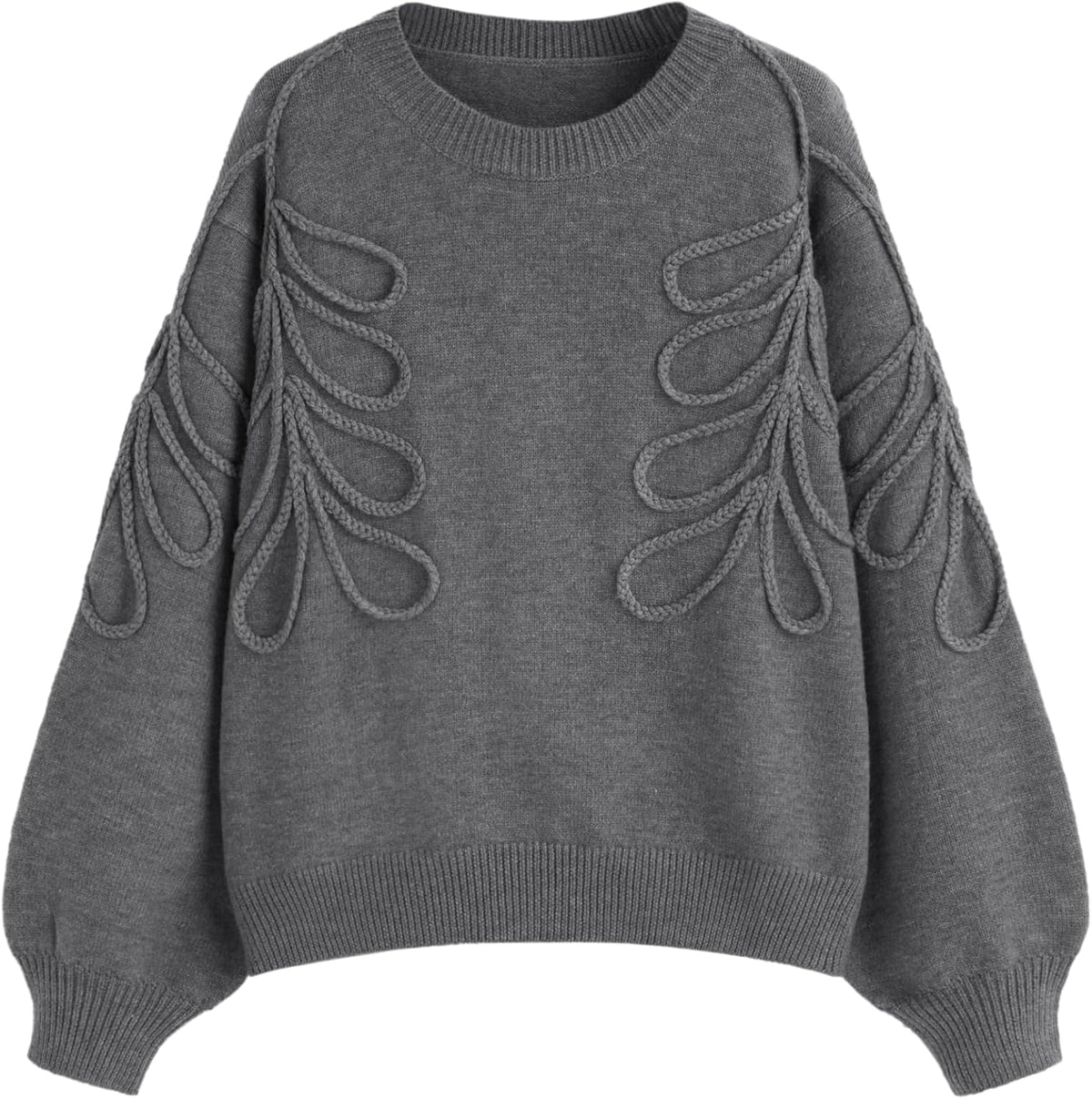 Womens Oversized Sweaters Cute Heart Print Lantern Sleeve Sweater