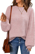 Women's Oversized Sweaters  Fall Trendy Long Sleeve Crew Neck Pullover Sweater Loose Heathered Knit Tops